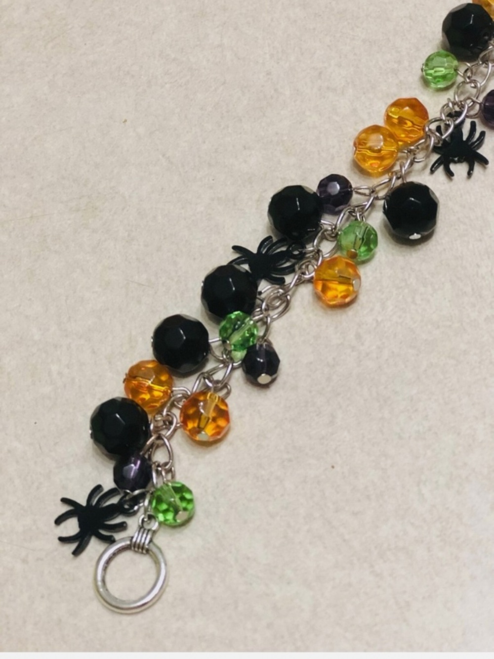 New Halloween Beaded Bracelet with Spider Charms.